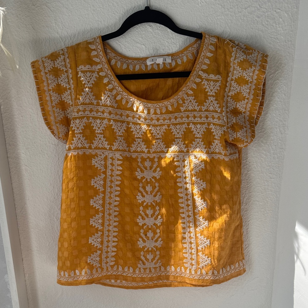 THML Mustard Blouse with White Embroidery